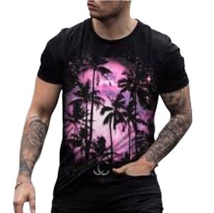 OCEAN CURRENT Palm Tree Print Tee T-Shirt NWOT